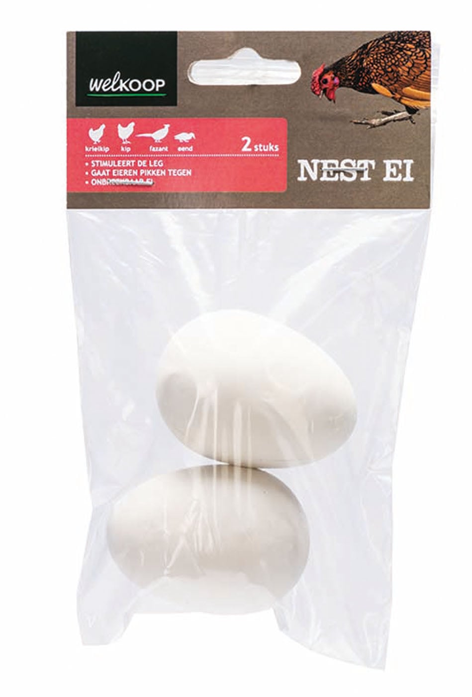 Welkoop - Nesteieren - 2 Stuks - wit - 17.5x10.1x4.1 cm
