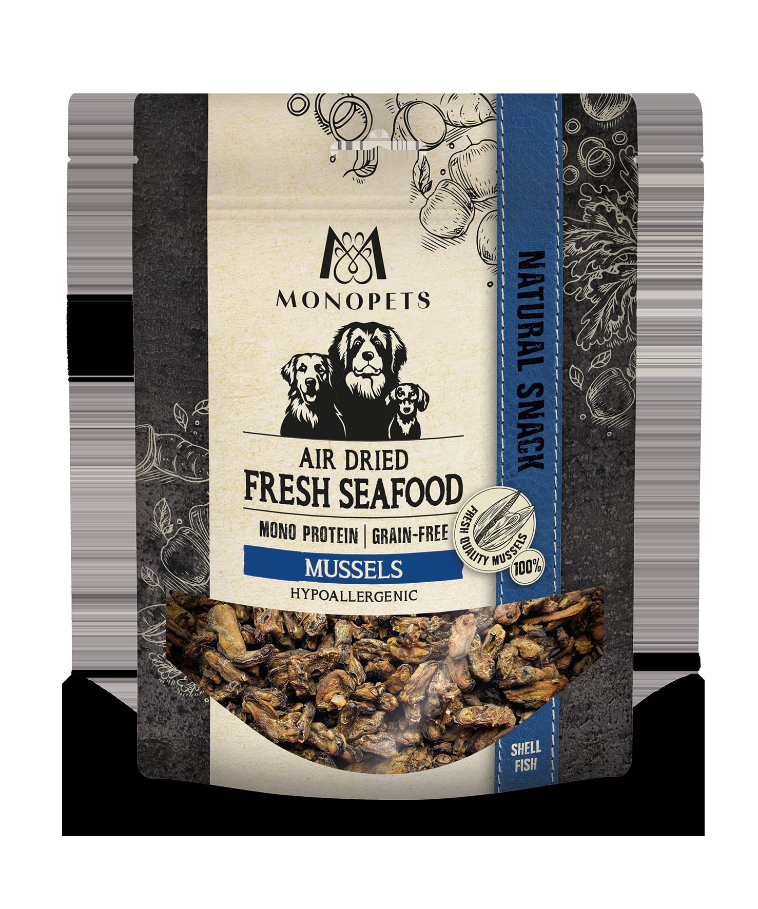 Monopets Fresh Fish air dried Seafood - Hondensnack - 100 Gram - Mossel