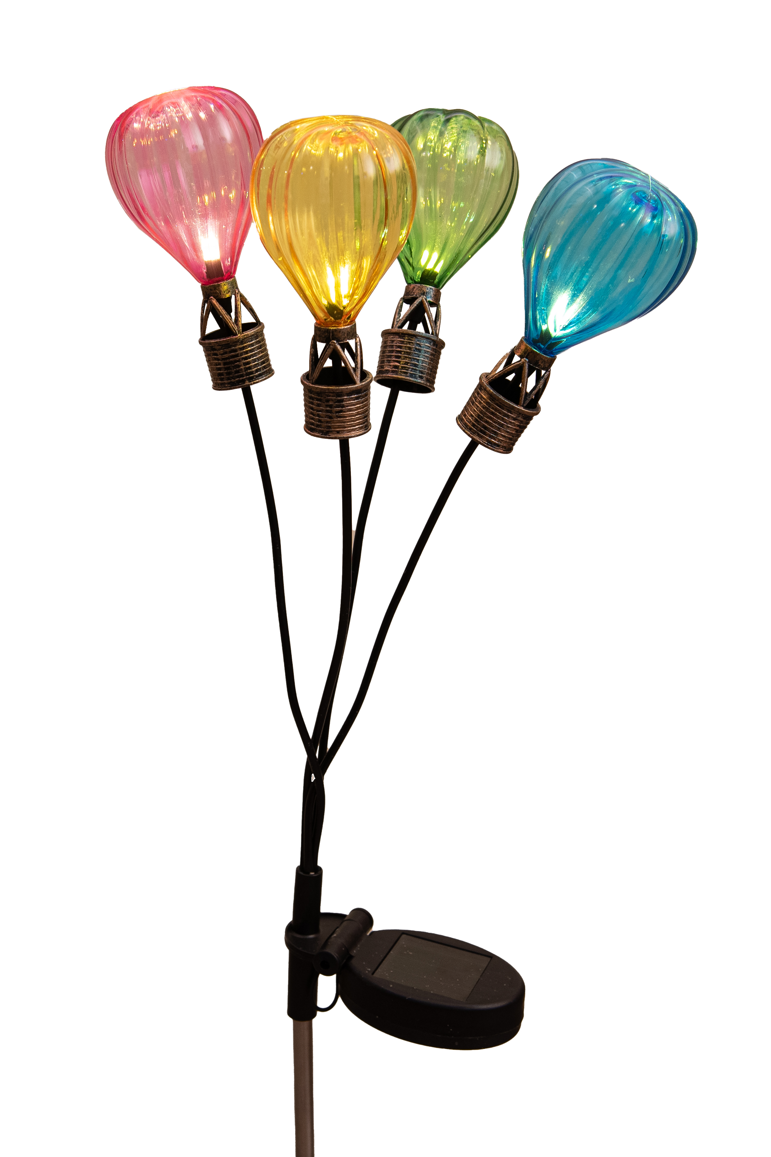 Anna's Collection 4 Luchtballonnen - Solar Steker - Blauw - groen - geel - roze - Klassiek warm wit - 72x6x6 cm