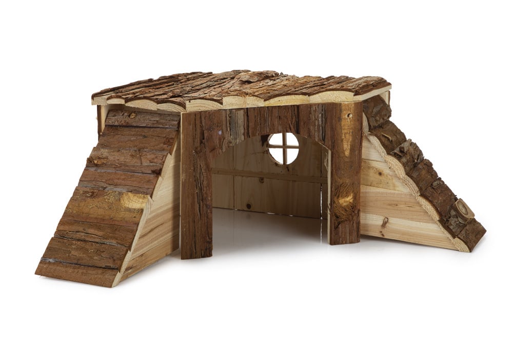 Beeztees Forest Knaagdieren - Hoekhuis - Bruin - 21x48x48 cm