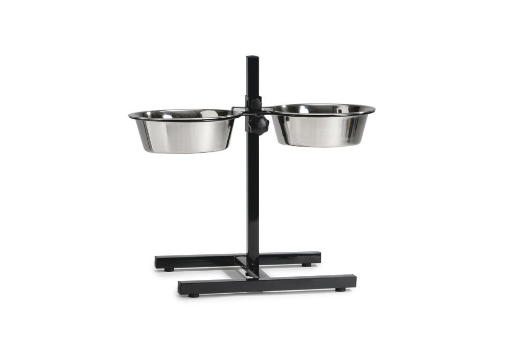 Beeztees - hondenstandaard - 2 RVS bakken - Zwart - 25 cm Beeztees - hondenstandaard - 2 RVS bakken - Zwart - 25 cm