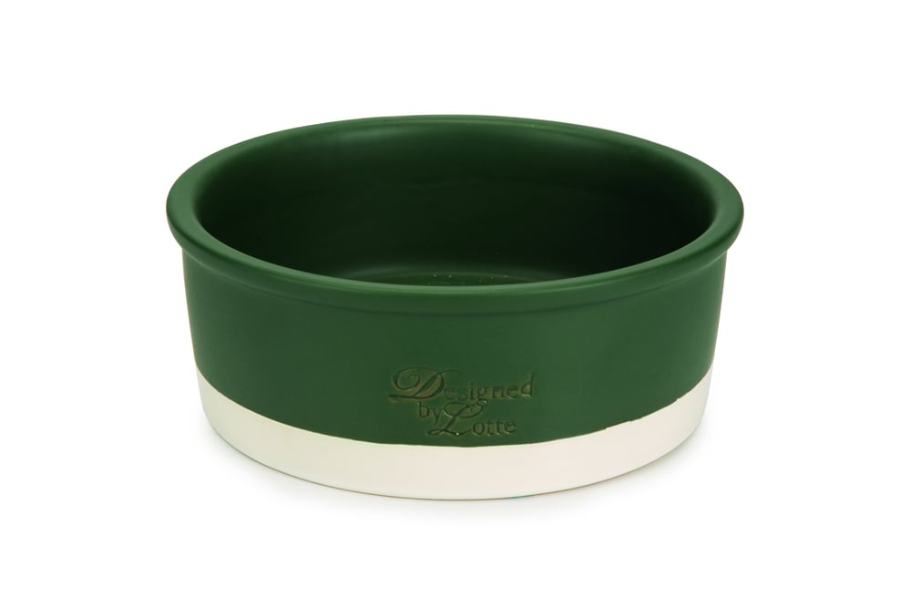 Designed by Lotte Keramiek Joa - Voer en drinkbak - Groen - 20 cm