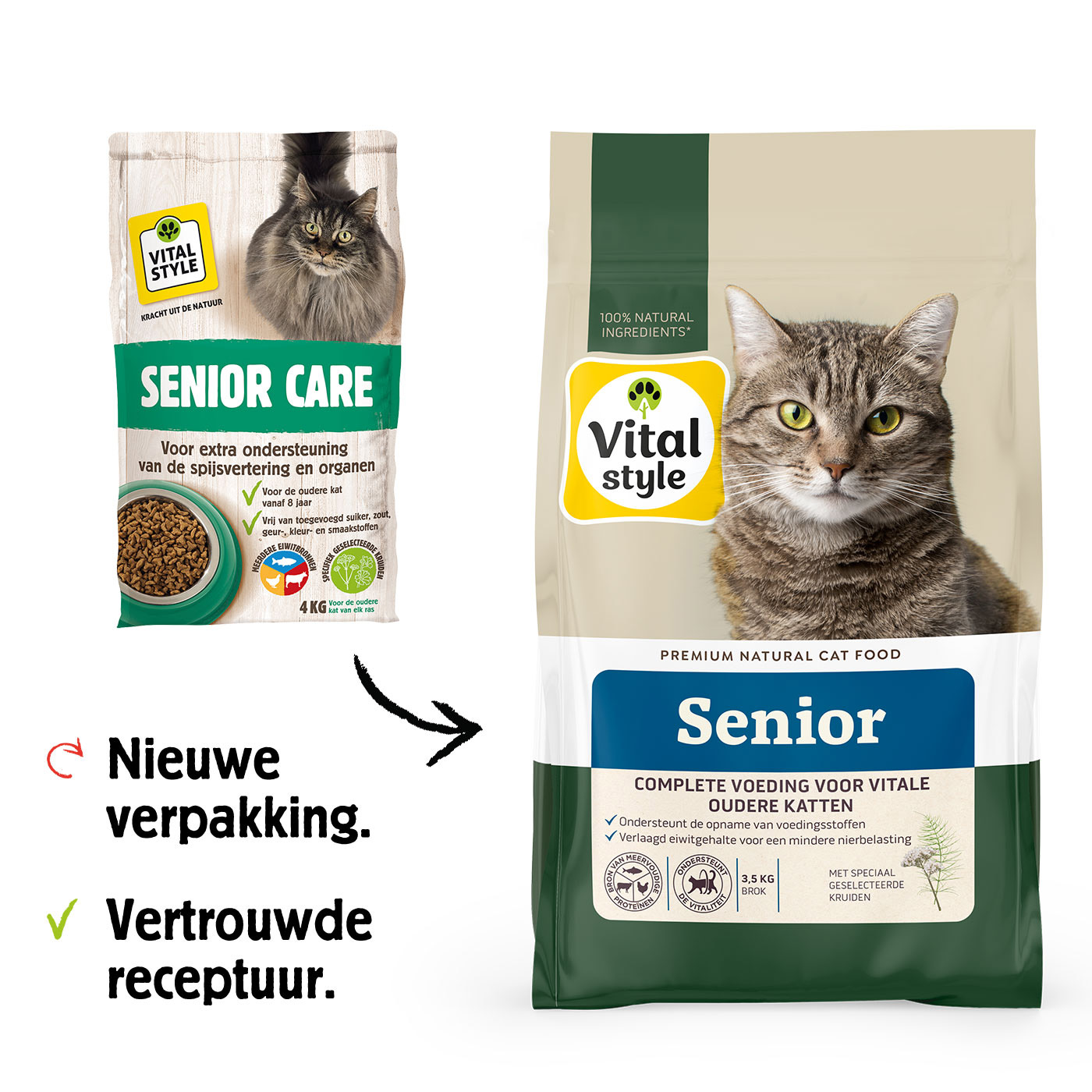 VITALstyle Senior - Kattenvoer - 4 Kilogram - vis, rund, gevogelte