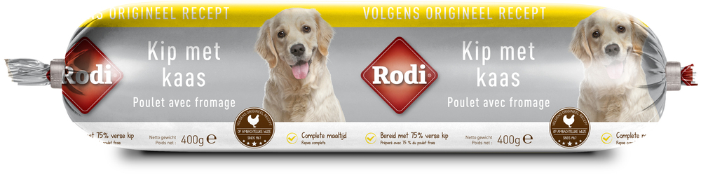 Rodi Worst Kip & Kaas - Hondensnack - 400 Gram - kip, kaas