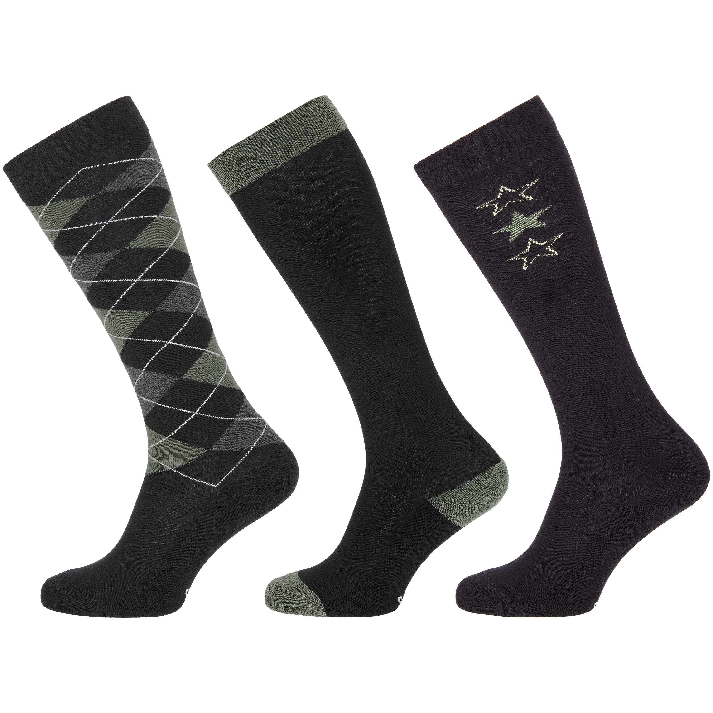 Welkoop 3-pack - Paardrijsokken - Zwart - 35-38