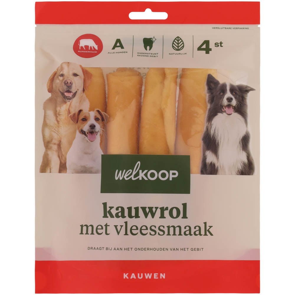 Welkoop - Kauwrol met Vleessmaak - 4 Stuks - vlees