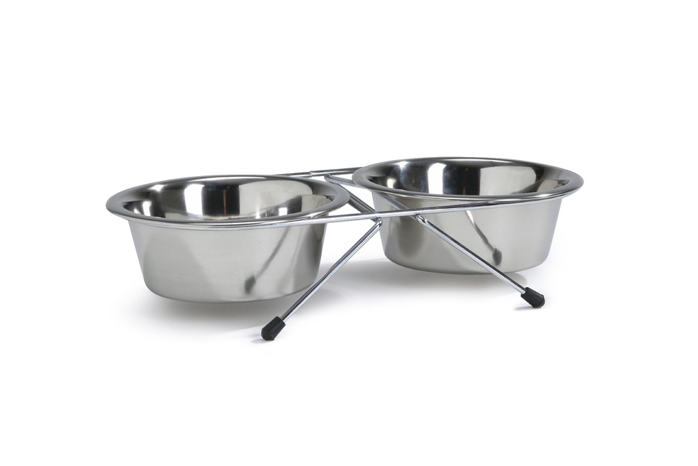 Beeztees - standaard - Voerbak en drinkbak - Zilver - 13 cm Beeztees - standaard - Voerbak en drinkbak - Zilver - 13 cm