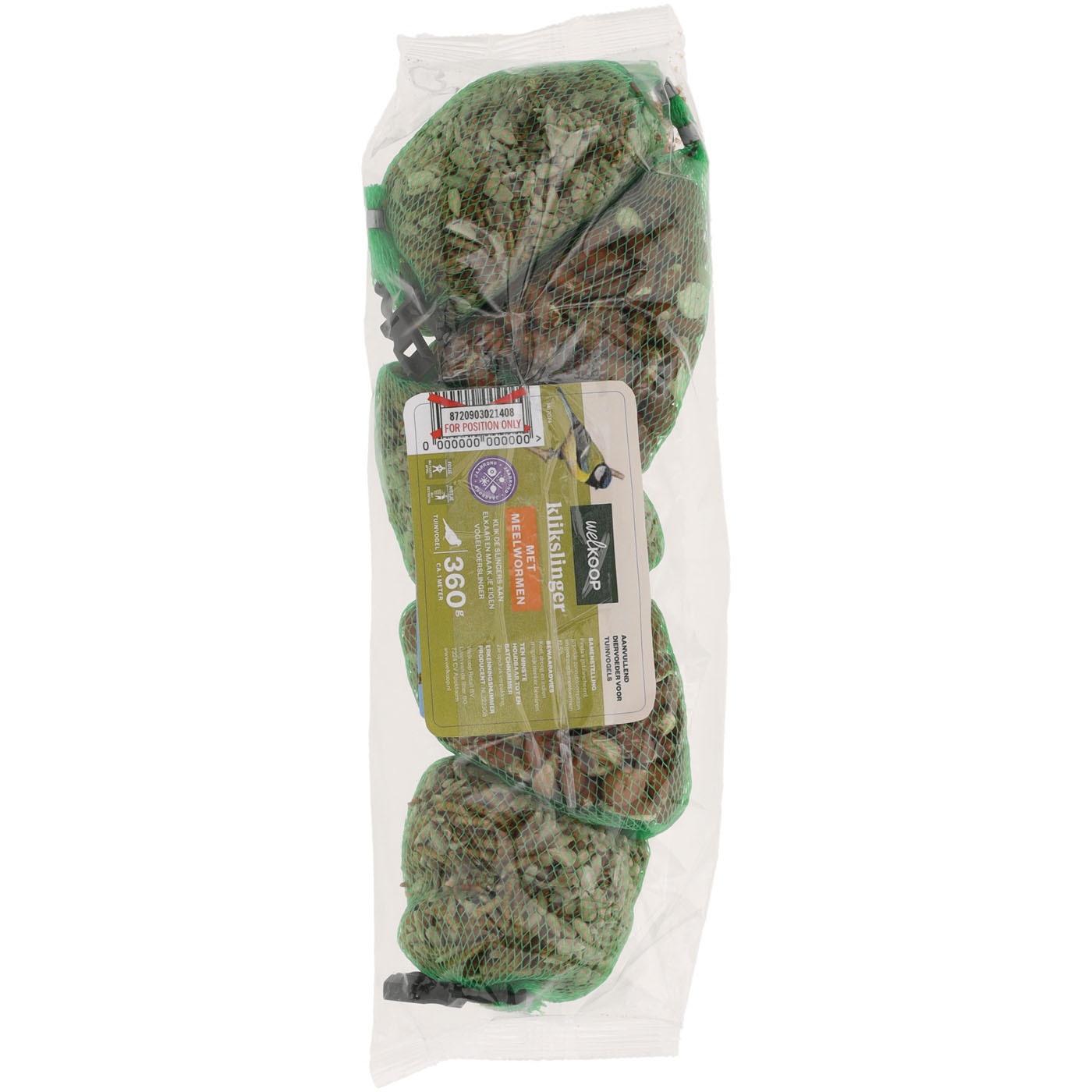 Welkoop - Klikslinger Meelwormen en Pinda's - Tuinvogelvoer - 360 Gram
