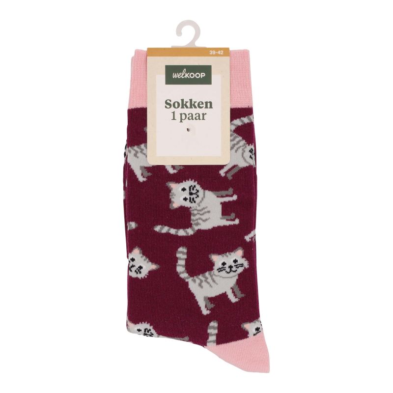 Welkoop Fun Kat - Sokken - Grijs - 35-38