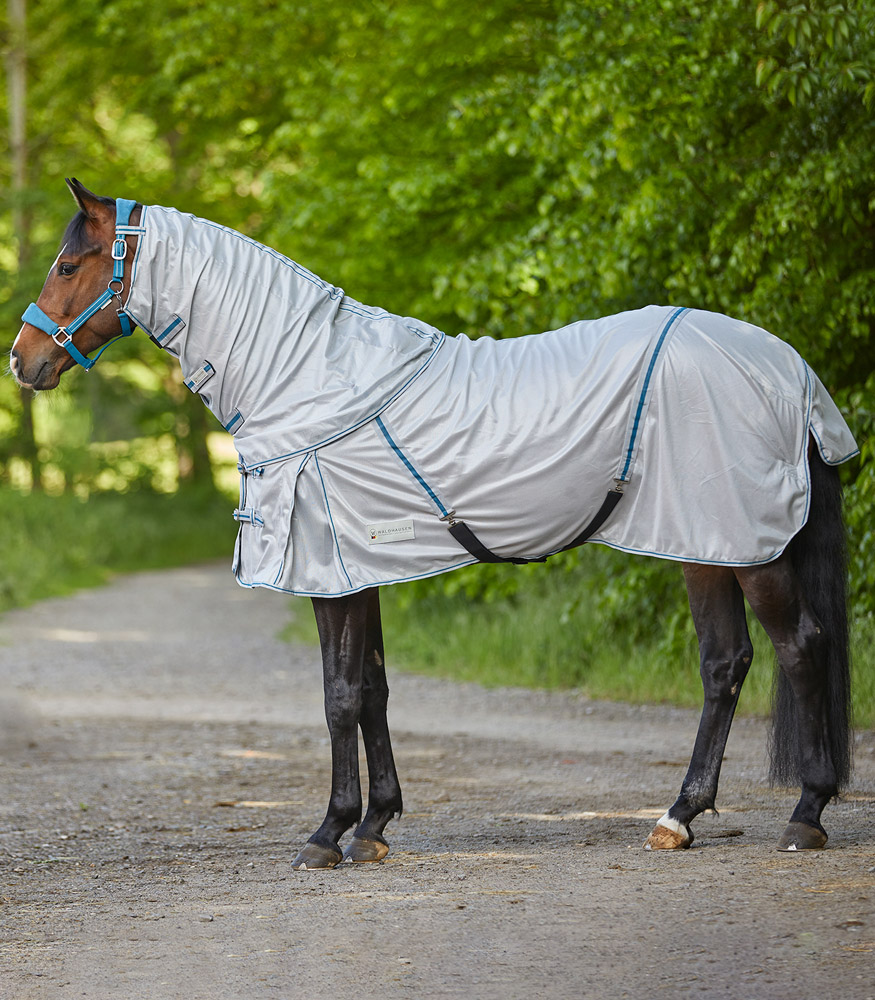 Waldhausen Protect - Vliegendeken Paard - Met Hals - Zilver - 115/165 Waldhausen Protect - Vliegendeken Paard - Met Hals - Zilver - 115/165