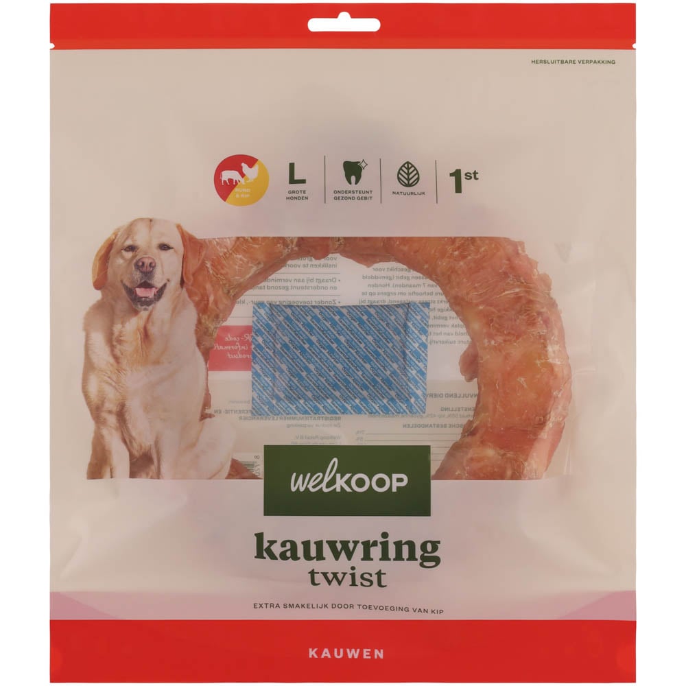 Welkoop - Kauwring Twist - Extra Kipsmaak - kip, rund - M Welkoop - Kauwring Twist - Extra Kipsmaak - kip, rund - M