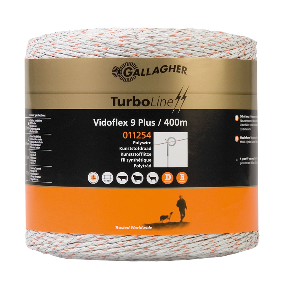 Gallagher Vidoflex 9 TurboLine Plus - 15.3 cm - 400 Meter - Wit - 16 cm - 40000 cm