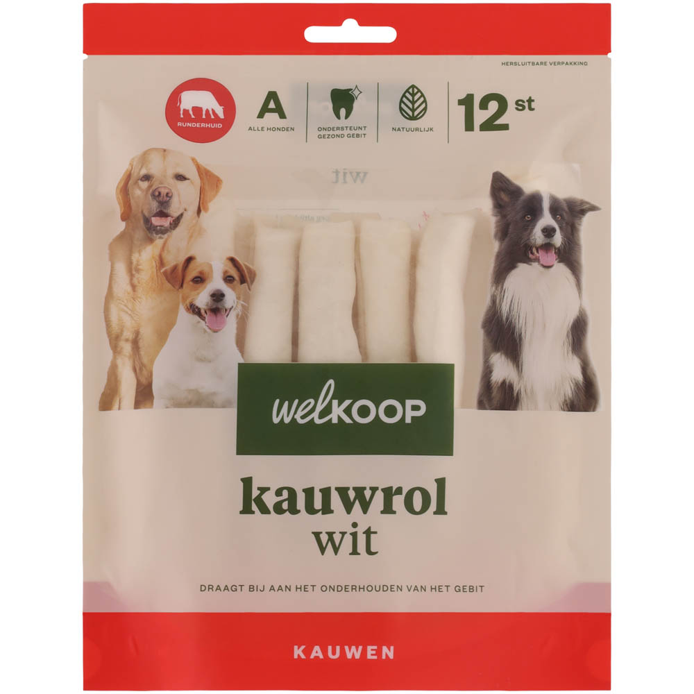 Welkoop - Kauwrol - Wit - 12 Stuks - rund