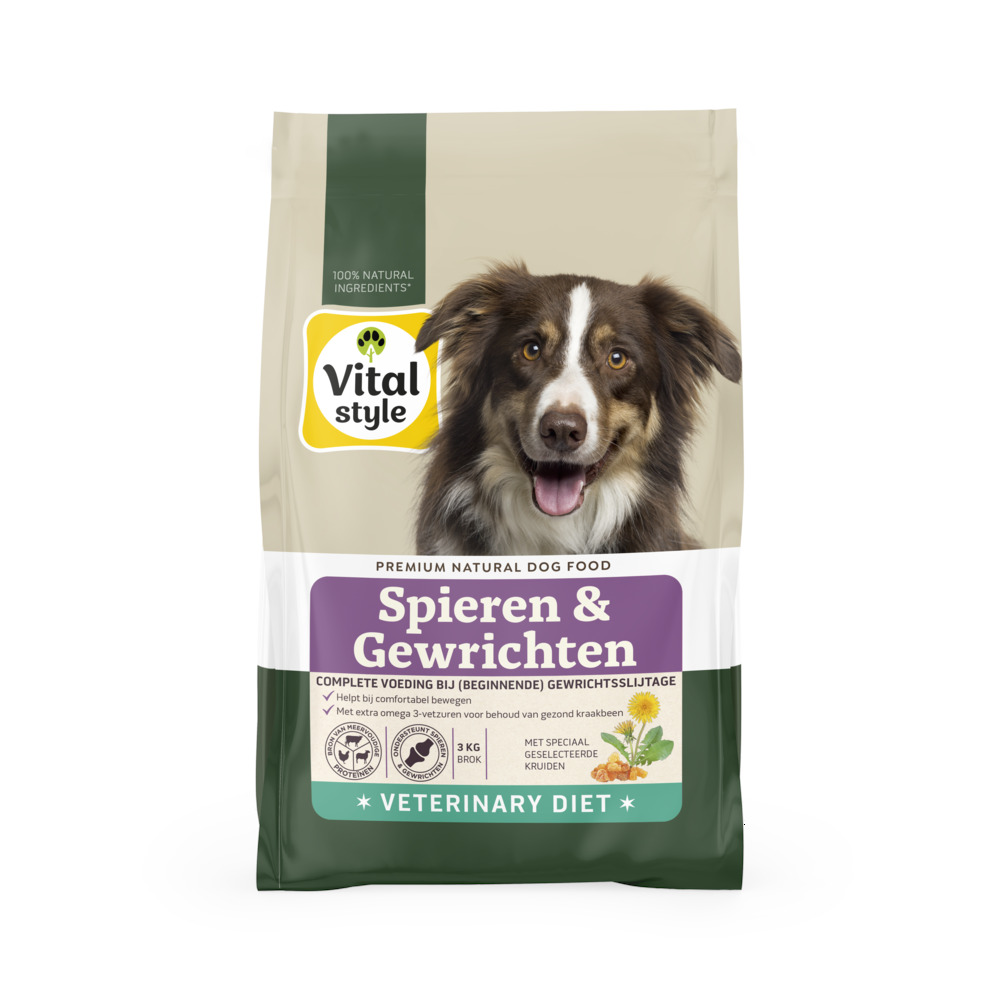VITALstyle Spieren & Gewrichten - Hondenvoer - 3 Kilogram - kip, rund, varken, lam