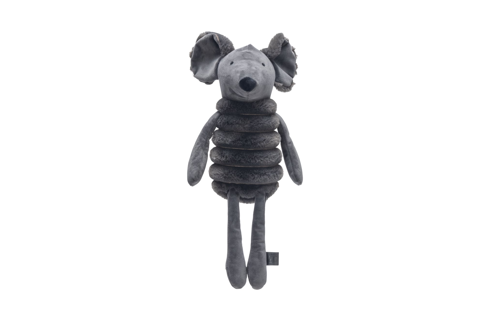 Designed by Lotte Reza Hang Muis -  Pluche Knuffel - Hondenspeelgoed - Antraciet - 49x16x14 cm