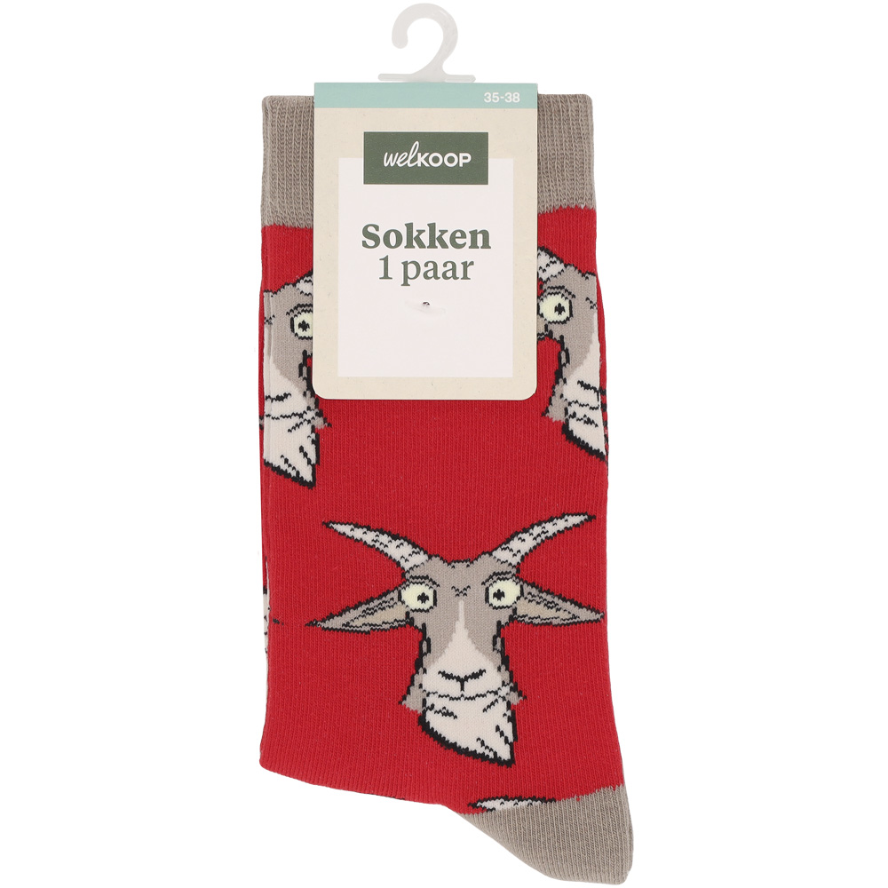 Welkoop Fun Geit - Sokken - Rood - 35-38