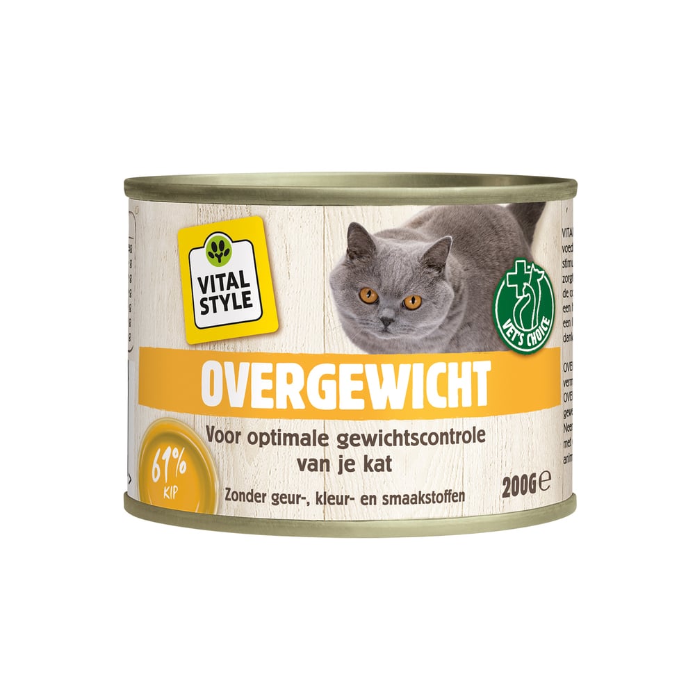 Vitalstyle  Overgewicht - Kattenvoer - 200 Gram - vis, rund, gevogelte