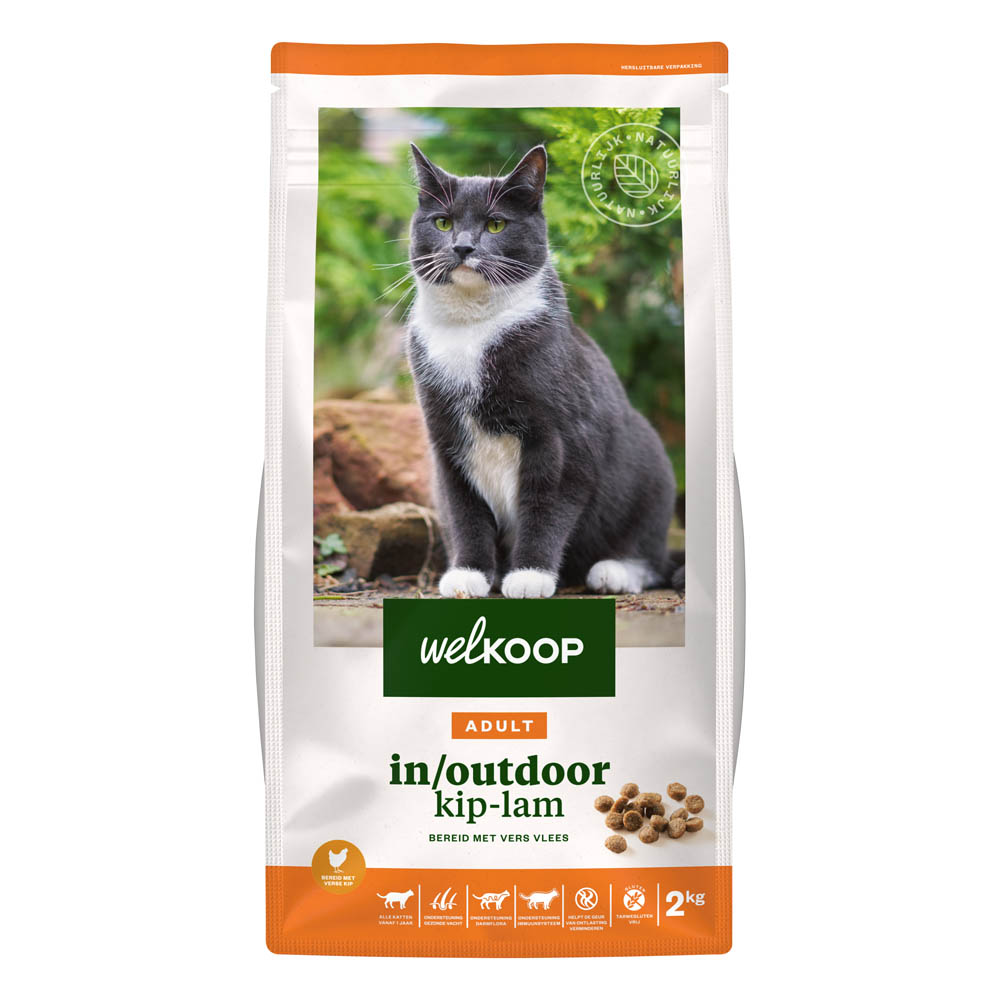 Welkoop Adult in/outdoor - Kattenvoer - 2 Kilogram - lam, kip