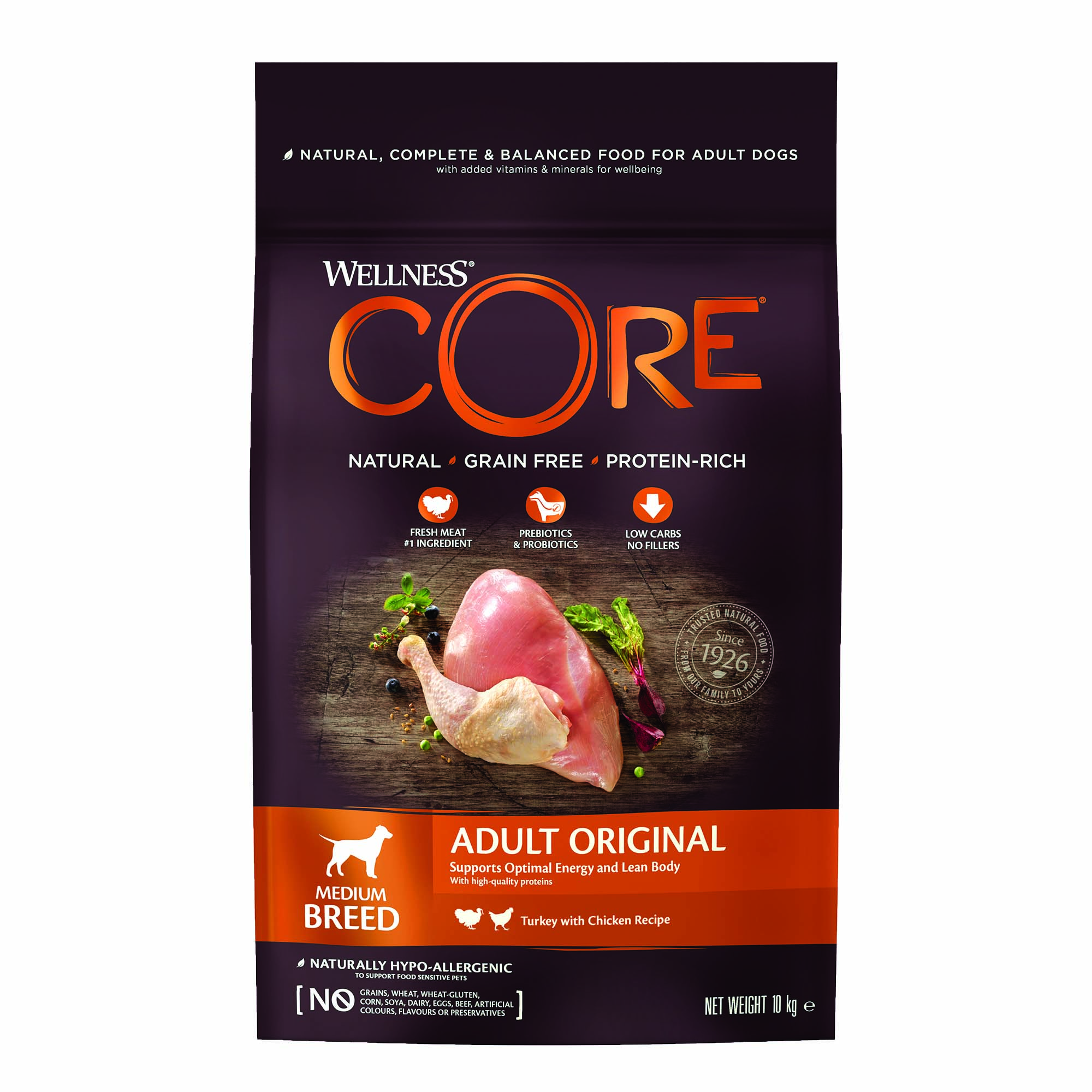 Wellness CORE Adult original Medium-Breed - Hondenvoer - 10 Kilogram - kalkoen, kip