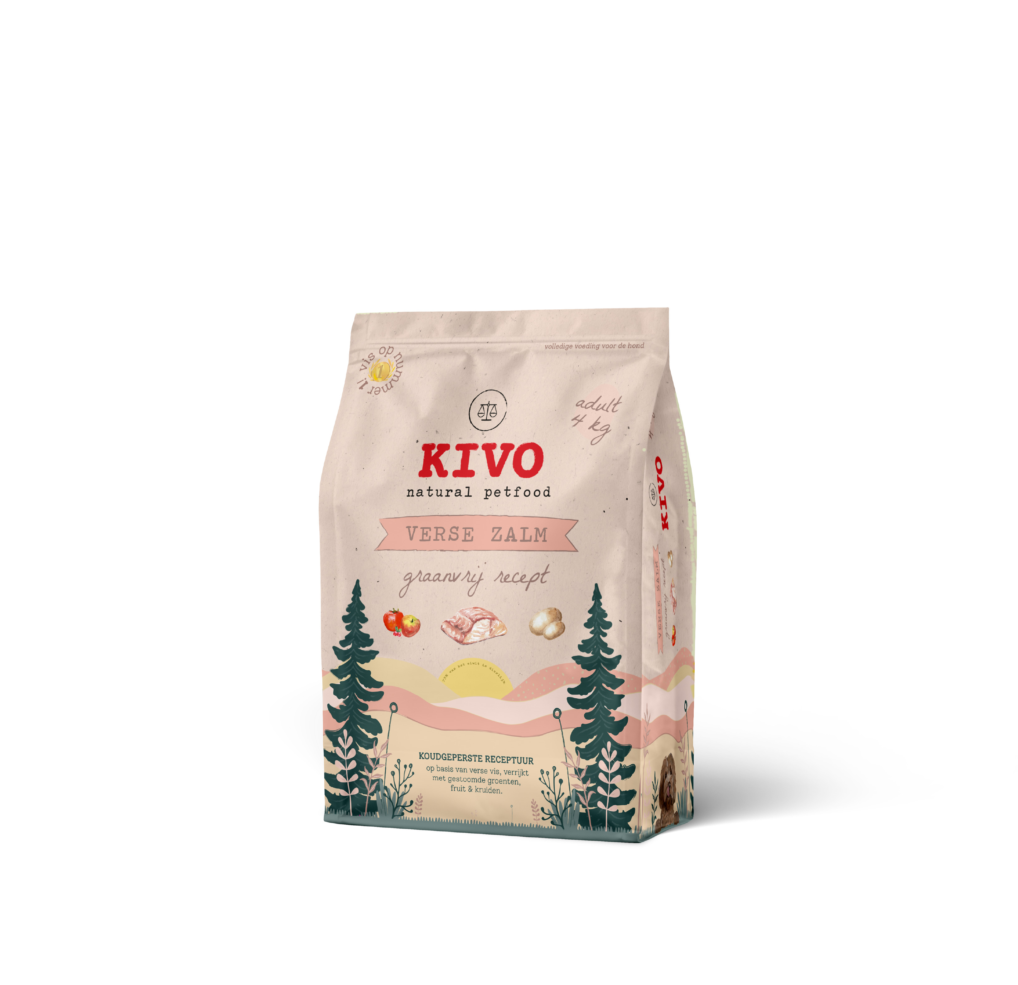 Kivo Adult - Vers Hondenvoer - Graanvrij - 4 Kilogram - Zalm