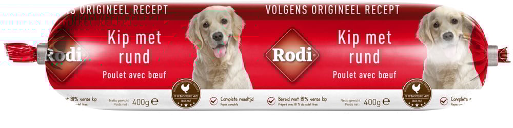 RODI- Worst - Hondensnack - 400 Gram - rund, kip