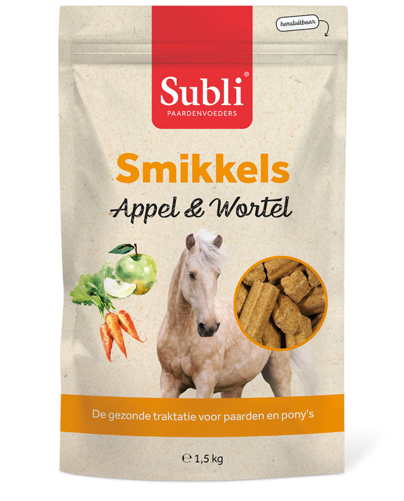 Subli Smikkels - Paardensnack - 1.5 Kilogram - Appel& Wortel Subli Smikkels - Paardensnack - 1.5 Kilogram - Appel& Wortel