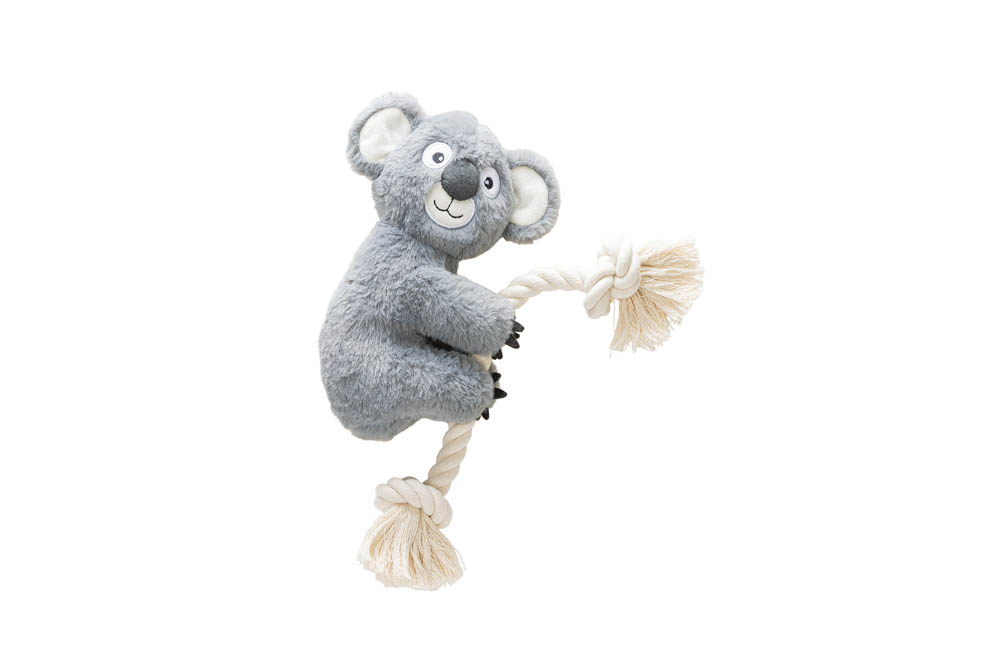 Karlie Klim Koala - Knuffel - met Flostouw - Hondenspeelgoed - Grijs - 40x9x18 cm