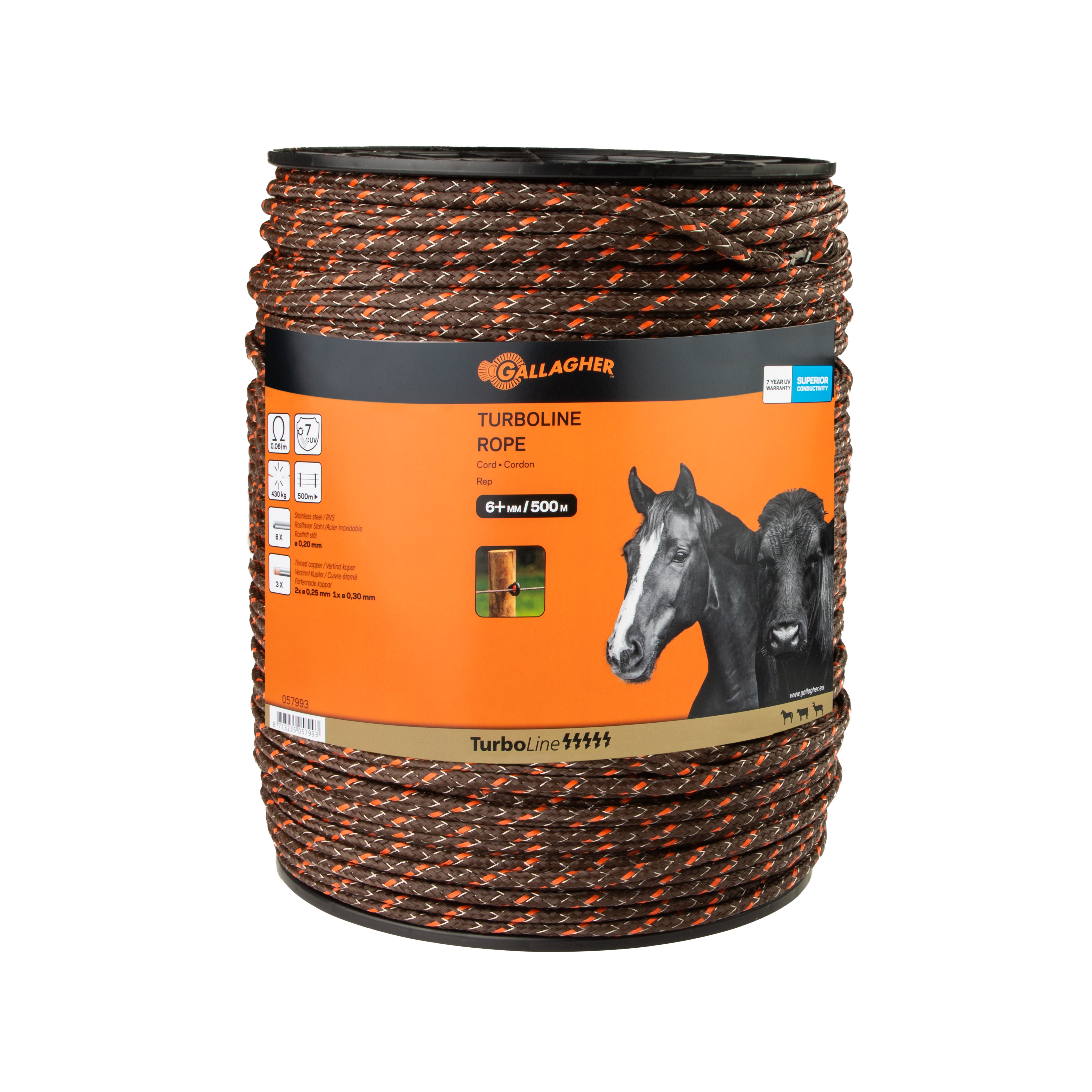 Gallagher PowerLine Cord - Schrikkoord - 32 cm - 500 Meter - Terra - 26.5 cm - 50000 cm