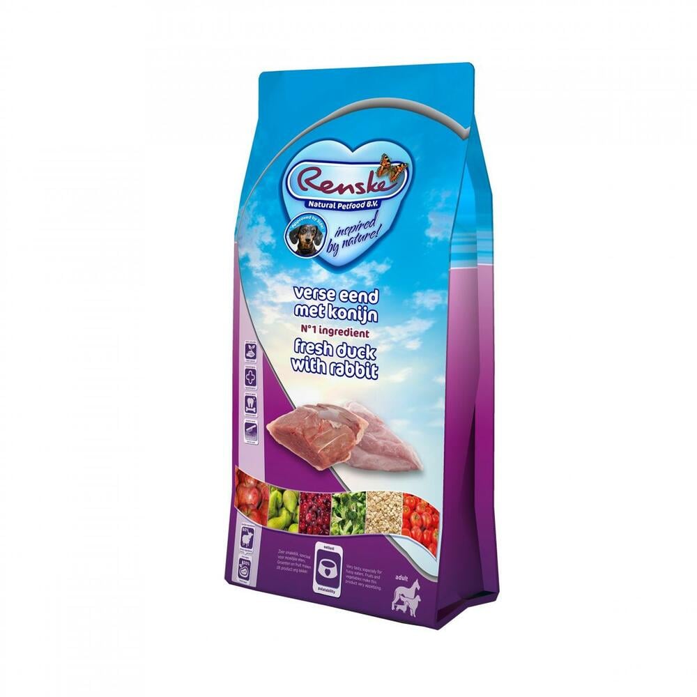 Renske Adult - Hondenvoer - 12 Kilogram - eend, konijn Renske Adult - Hondenvoer - 12 Kilogram - eend, konijn