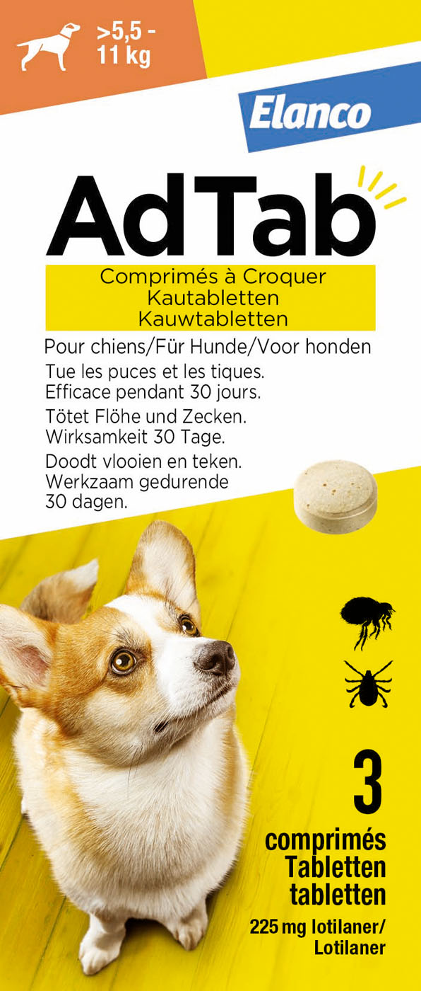 AdTab Kauwtablet - Anti Vlooien en teken - Hond - 3 Stuks - S