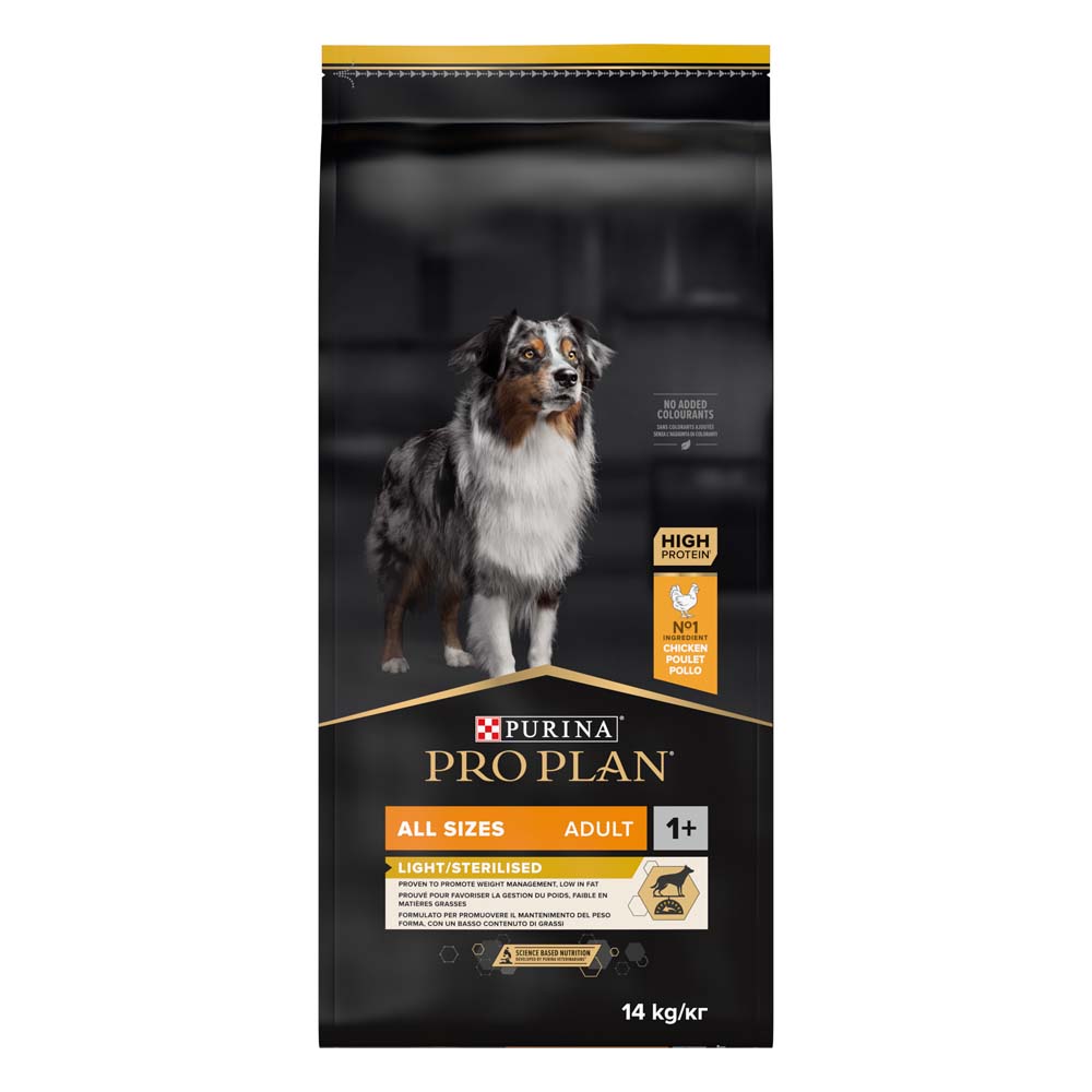 PRO PLAN Light/Sterilised Adult All Size - Hondenvoer - 14 Kilogram - kip