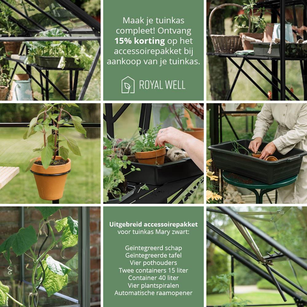 Royal Well Mary I - Tuinkas - zwart - 241x212x222 cm - Veiligheidsglas & polycarbonaat