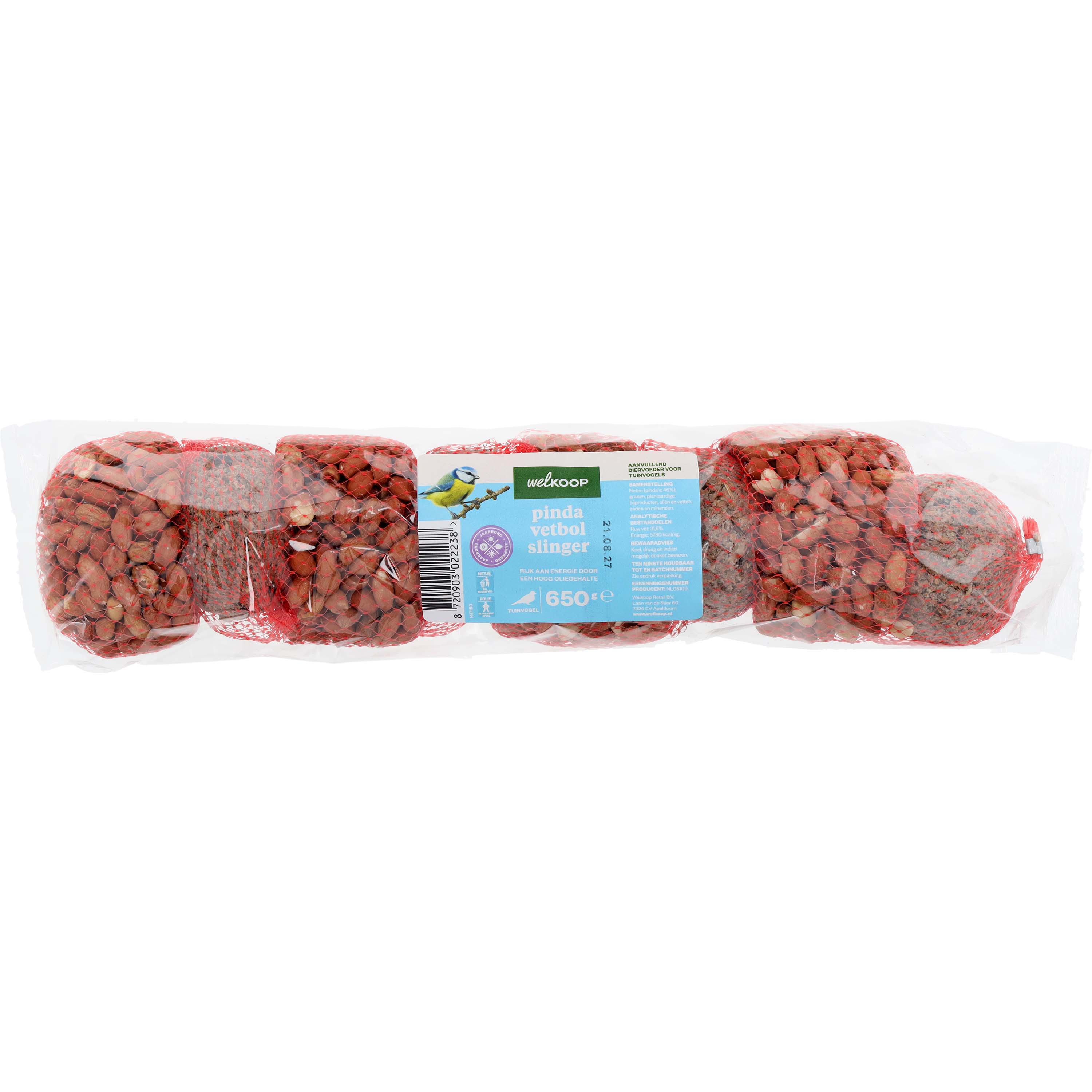 Welkoop Mix slingers Pinda - Vetbol - Tuinvogelvoer - 660 Gram
