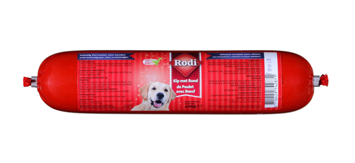 RODI- Worst - Hondensnack - 400 Gram - rund, kip