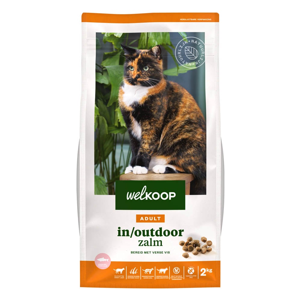 Welkoop Adult in/outdoor - Kattenvoer - 2 Kilogram - kip, zalm