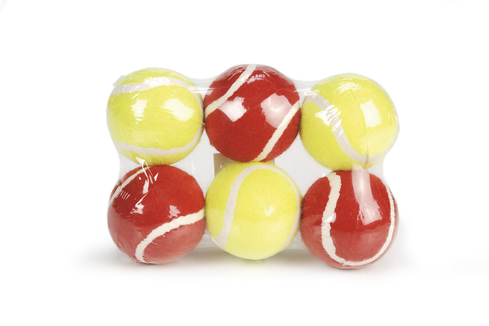 Beeztees - Tennisbal - Hondenspeelgoed - Geel Rood - 12.5x18.5x7 cm