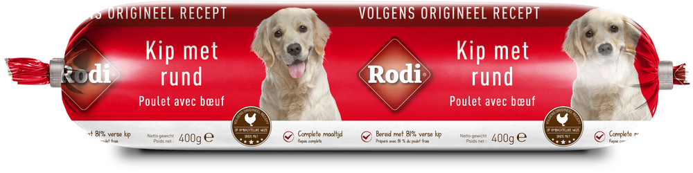 RODI- Worst - Hondensnack - 400 Gram - rund, kip