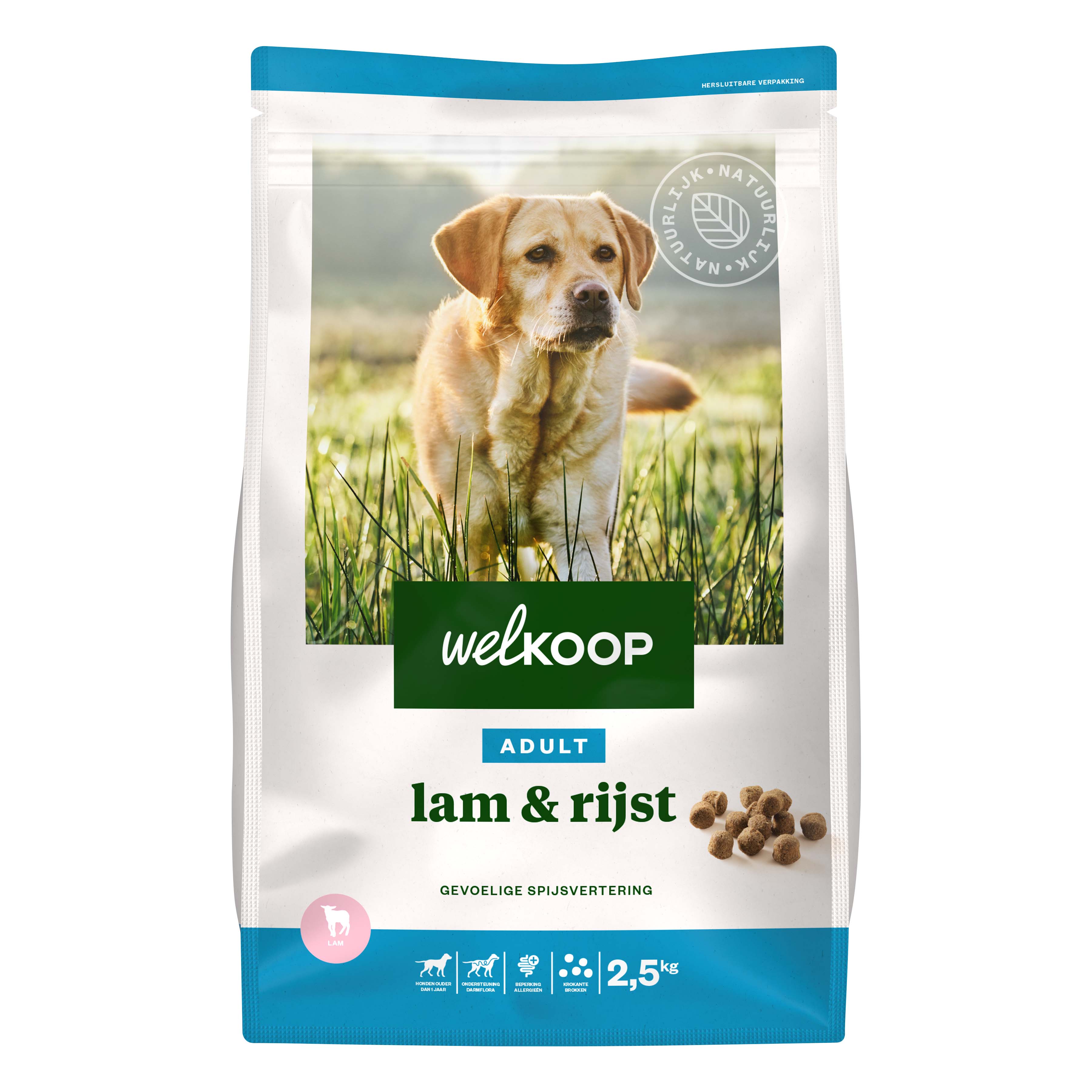 Welkoop Adult Krokante brokken - Hondenvoer - 2.5 Kilogram - Lam & rijst