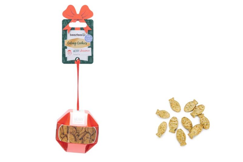 Beeztees Kerstbal Cookies met Catnip - Kattensnack - 30 Gram - Kip, tonijn