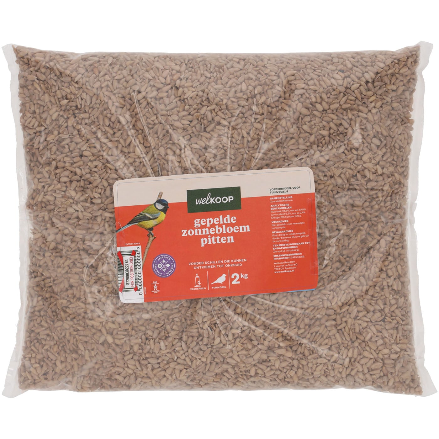 Welkoop Gepelde Zonnebloempitten - Onkruidvrij - Tuinvogelvoer - 2 Kilogram