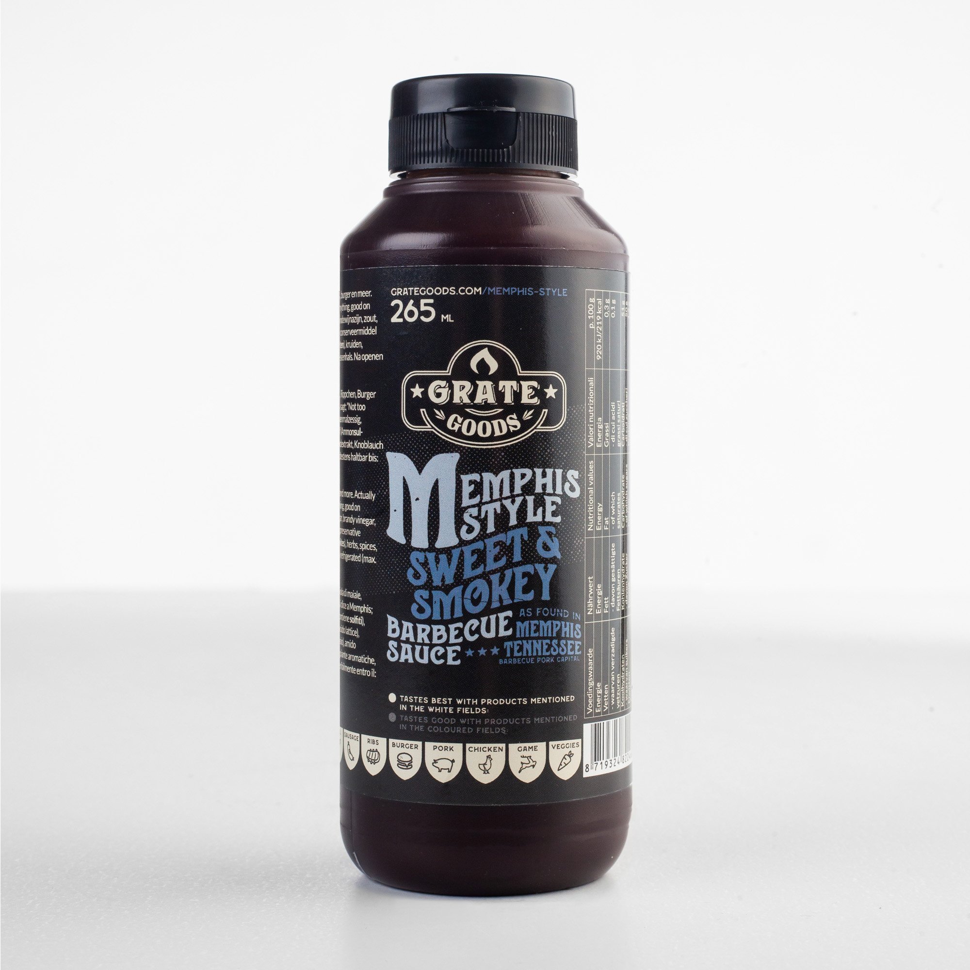 Grate goods Memphis Sweet & Smokey - BBQ saus - 265 Milliliter - Bruin