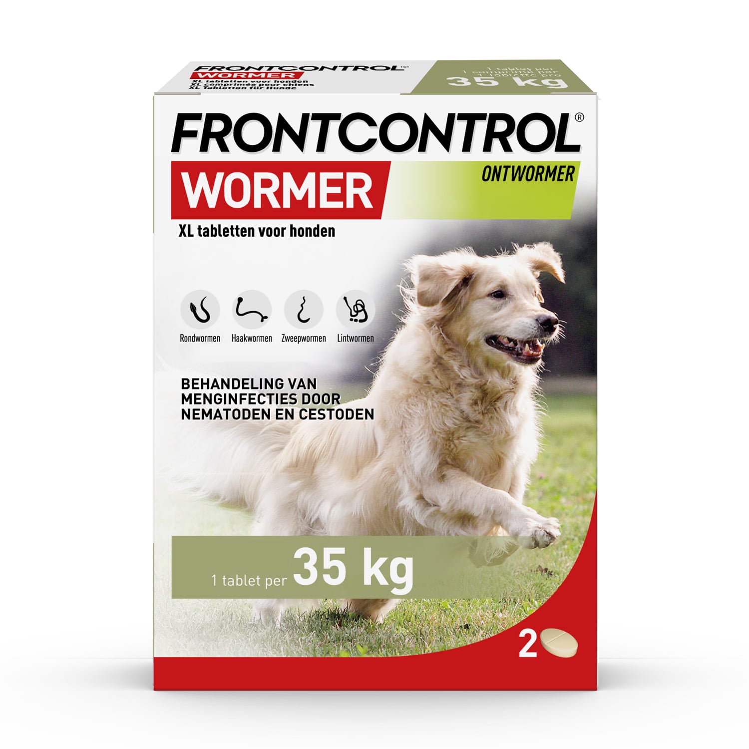 Frontcontrol Wormer Hond XL - Ontwormingsmiddel - 2 Stuks - XL Frontcontrol Wormer Hond XL - Ontwormingsmiddel - 2 Stuks - XL