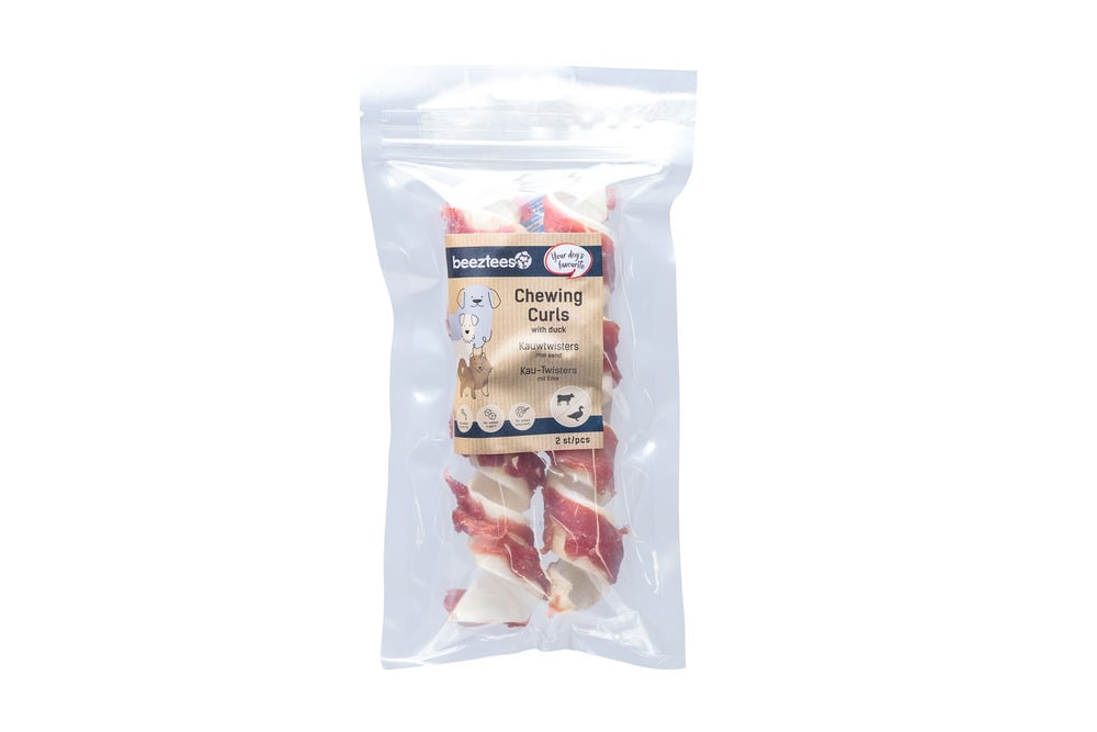 Beeztees Kauwtwister - Hondensnack - 2 Stuks - eend, rund - M Beeztees Kauwtwister - Hondensnack - 2 Stuks - eend, rund - M