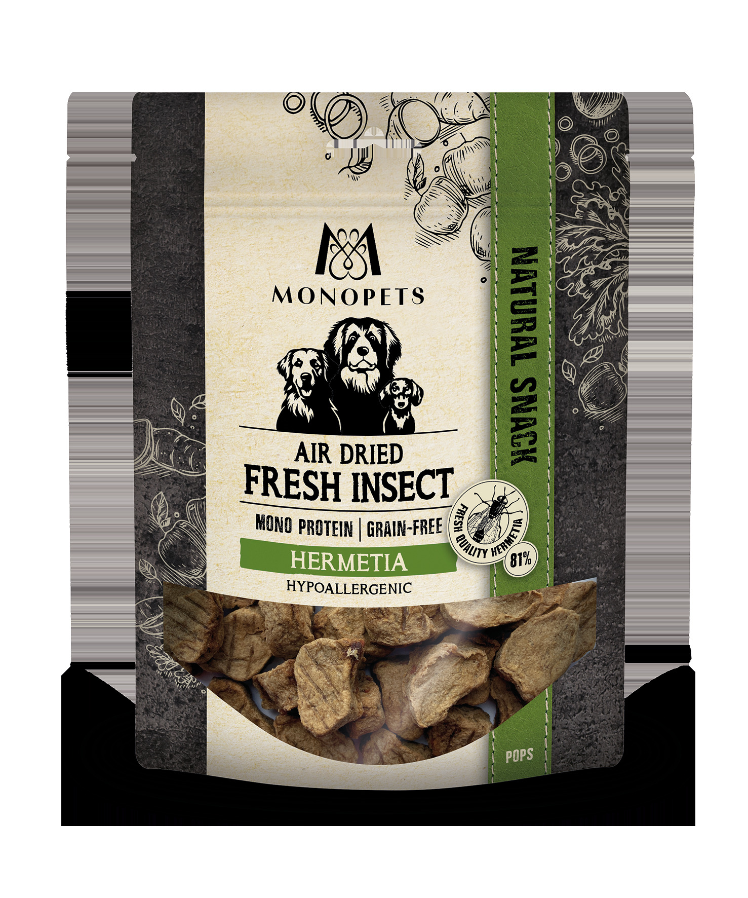 Monopets Air Dried Fresh Meat Pops - Hondensnack - 100 Gram - Insect Monopets Air Dried Fresh Meat Pops - Hondensnack - 100 Gram - Insect
