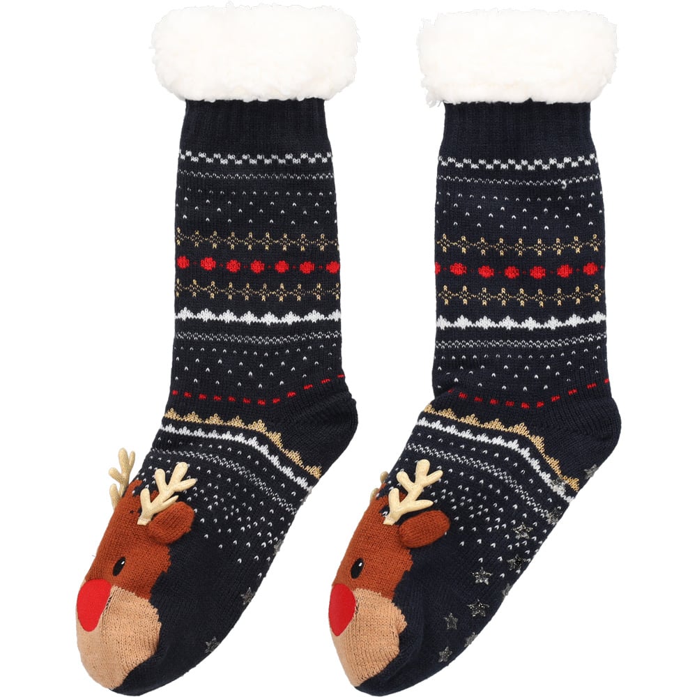 Welkoop Rendier 3D- Sokken - Blauw - 1 maat