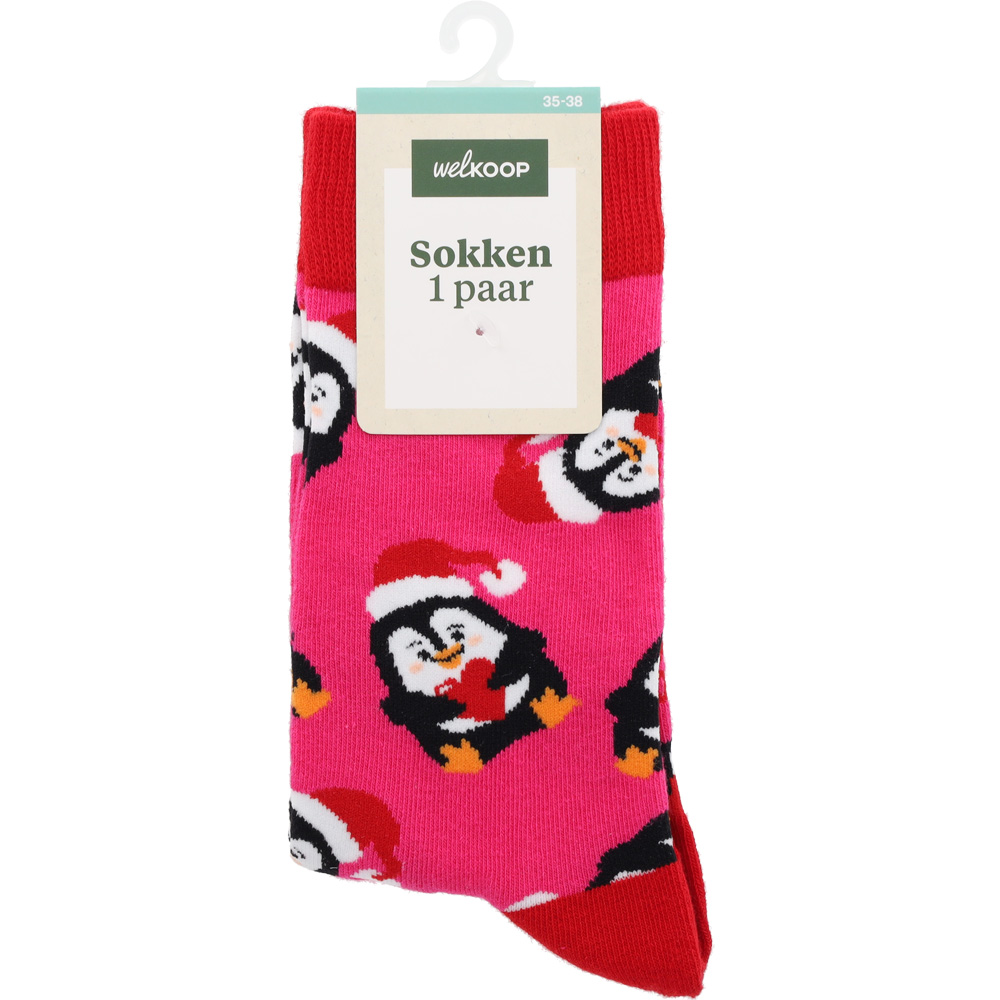 Welkoop Fun Kerst Dier - Sokken - Roze - 39-42
