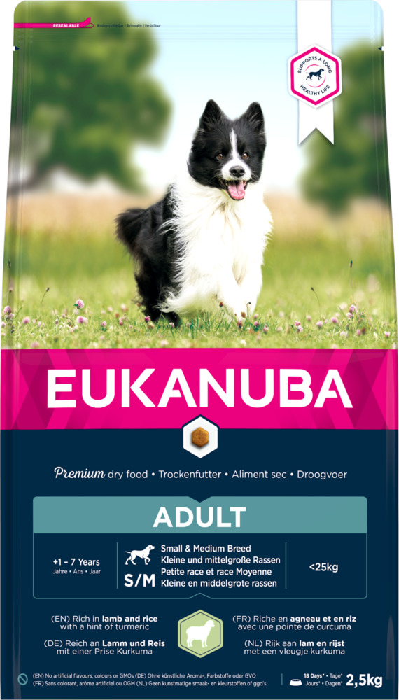 Eukanuba Adult Small & medium breed - Hondenvoer - 2.5 Kilogram - gevogelte, lam, rijst