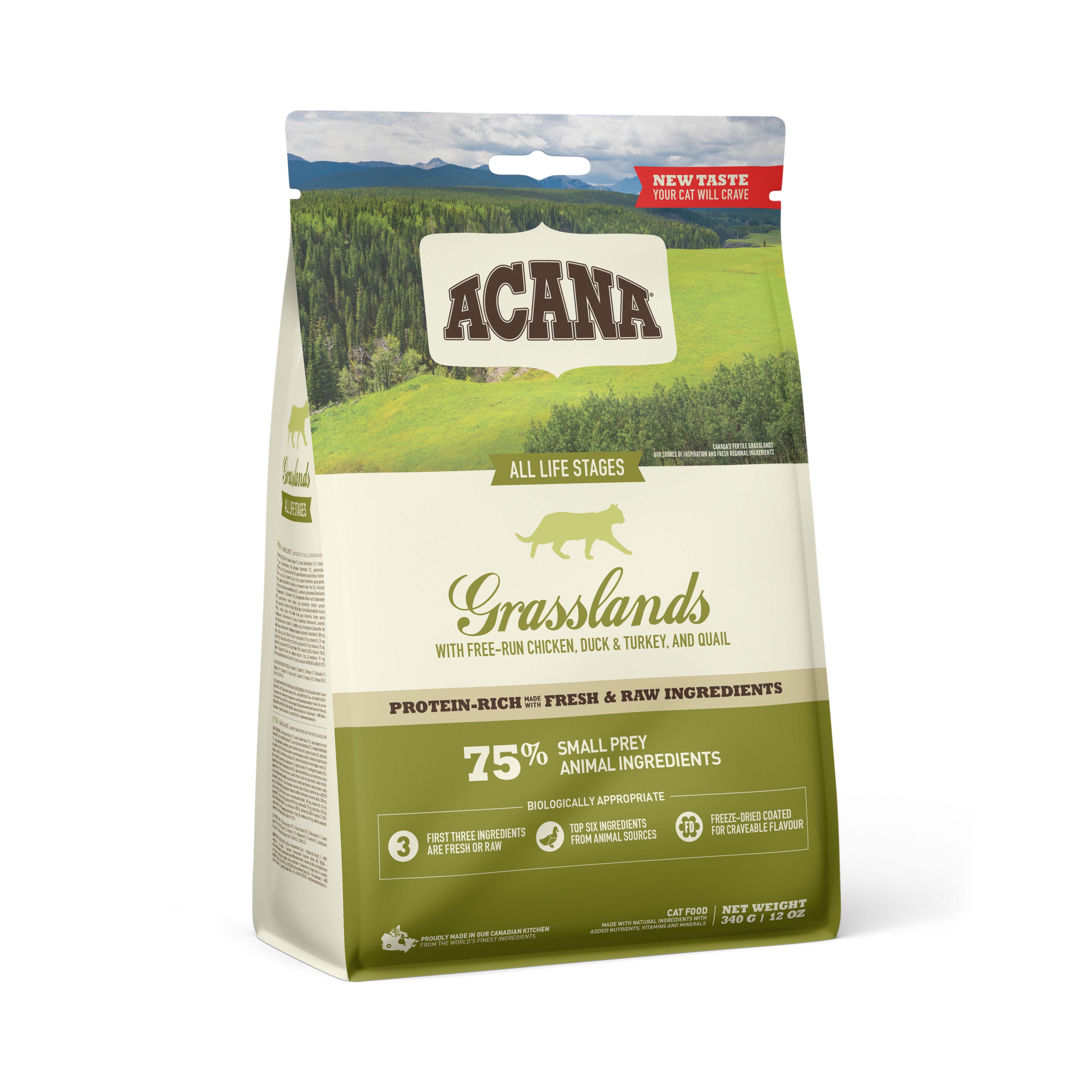 Acana Grasslands Cat - Kattenvoer - 0.34 Kilogram - kip, kalkoen, eend