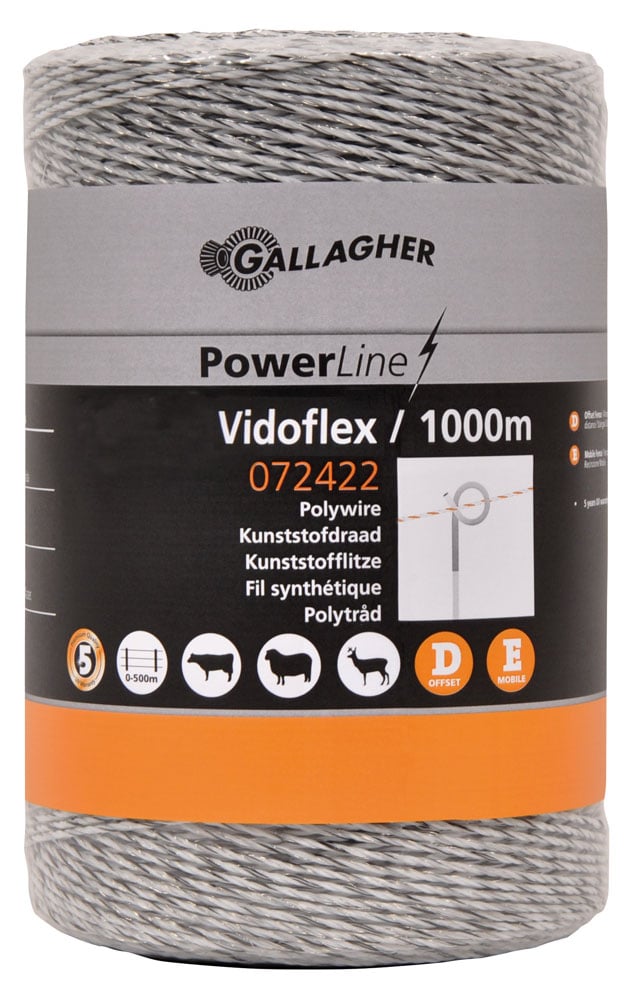 Gallagher Vidoflex 6 - Schrikdraad - 27 cm - 1000 Meter - Wit - 17.5 cm - 100000 cm
