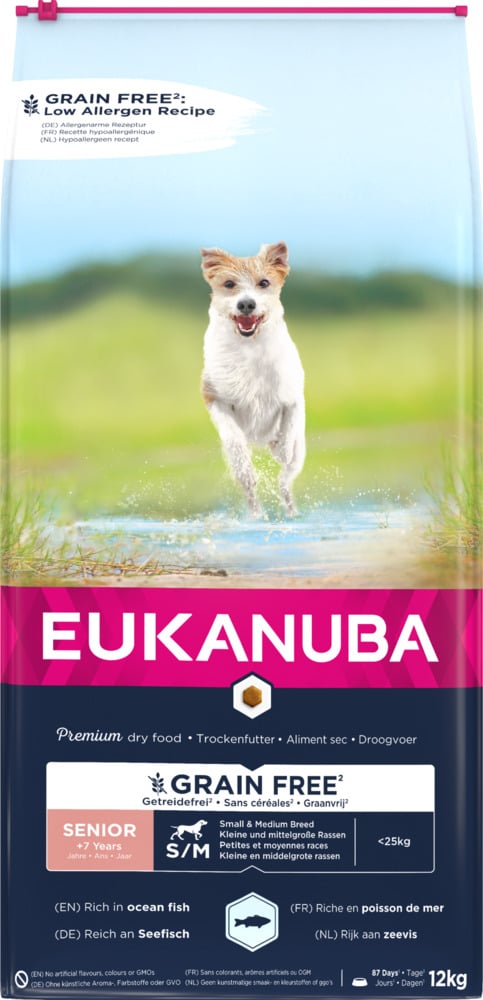Eukanuba Graanvrij Senior Small/Medium  - Hondenvoer - 12 Kilogram - vis